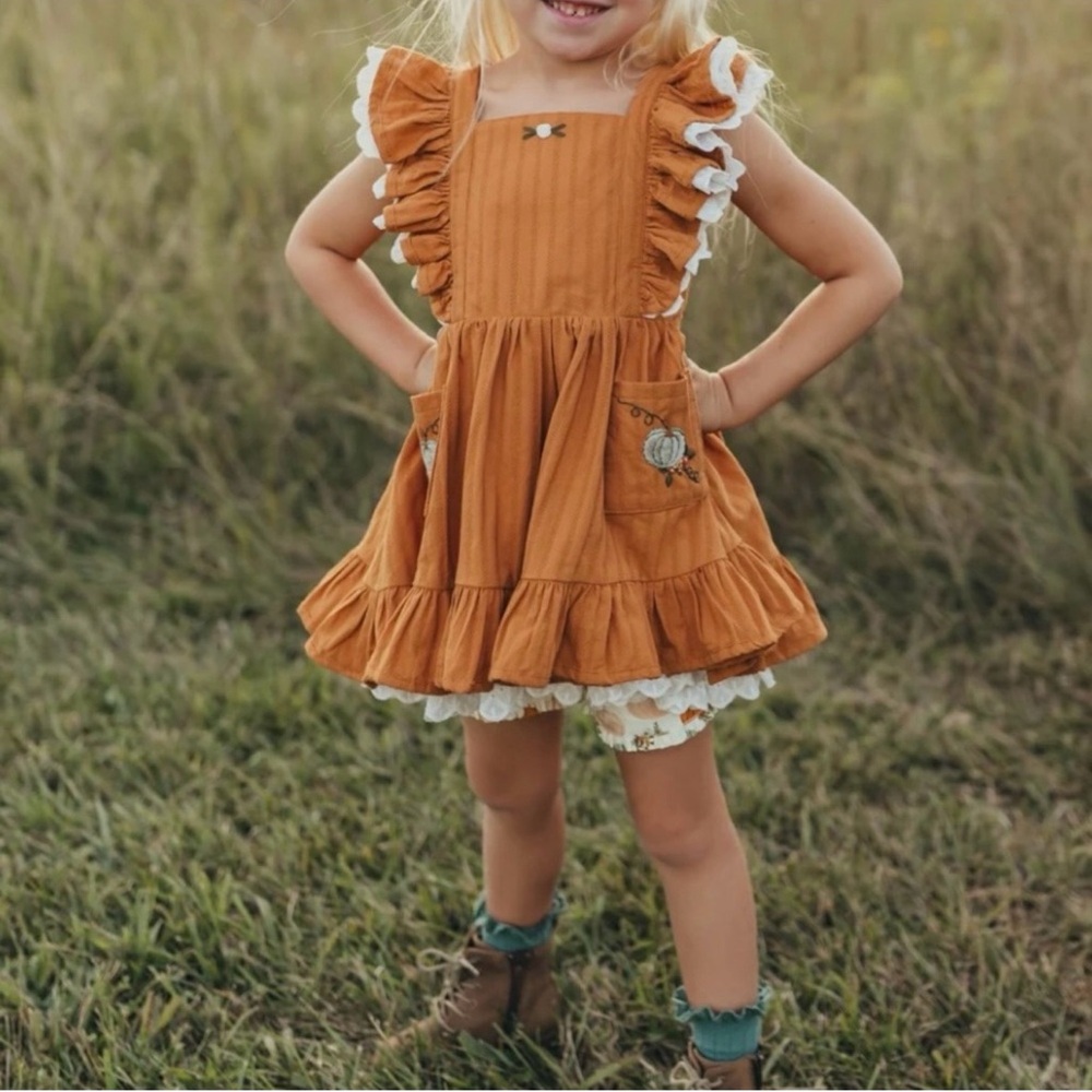 Love & Grow girl’s fall pumpkin tunic dress set size 7Y EUC - Picture 3 of 12